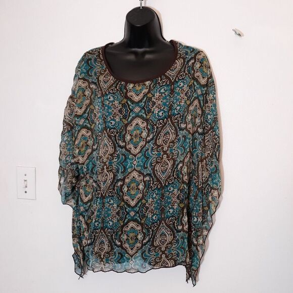 Julie's Closet sheer poncho blouse - Picture 1 of 7